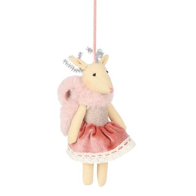 Balmay Small Velvet Hanging Deer Ornament Pink