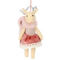 Balmay Small Velvet Hanging Deer Ornament Pink