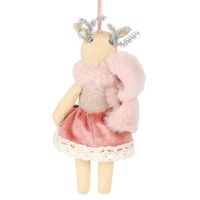 Balmay Small Velvet Hanging Deer Ornament Pink