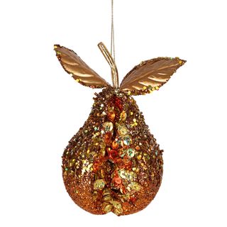 Tuscan Glitter Pear Tree Ornament Gold
