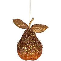 Tuscan Glitter Pear Tree Ornament Gold