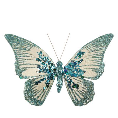 Amora Clip on Butterfly Peacock Blue