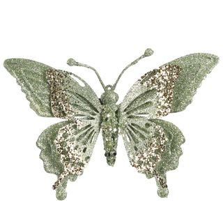 Sheena Glitter Clip on Butterfly Green