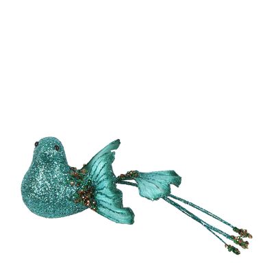 Ginko Glitter Clip on Bird Aqua