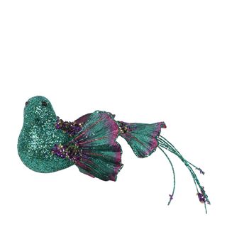 Ginko Glitter Clip on Bird Peacock
