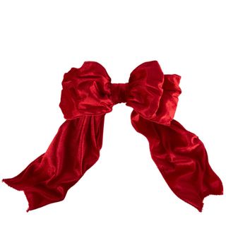 Velvet Clip on Bow Large Red
