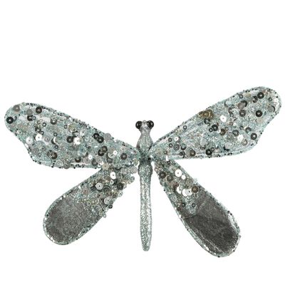 Shayle Glitter Clip on Dragonfly Blue