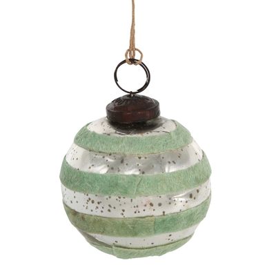 Velvet Stripe Bauble Green