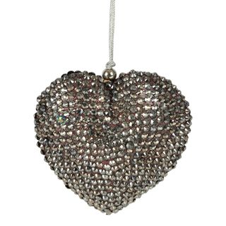 Disco Glam Hanging Heart Ornament Dark Grey