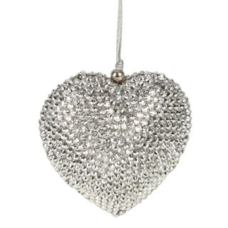 Disco Glam Hanging Heart Ornament Silver