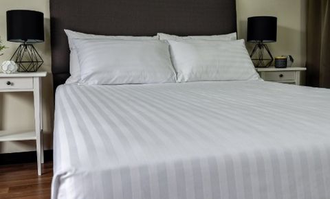 SATIN STRIPE TOP SHEET WHITE