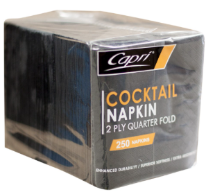 COCKTAIL NAPKIN BLK QTR X 2000