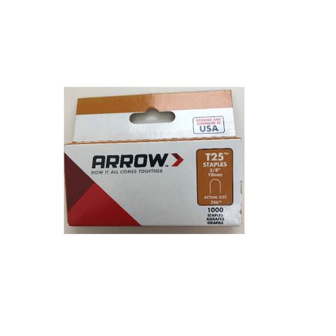 T25 Staples 3/8 10mm 1000pk Arrow