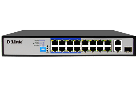 Dlink, 16 Port POE + 2 x Gigabit Uplinks