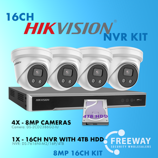 HIKVISION 8MP 16 ChannelNVR with 4 x DS-2CD2386-IU