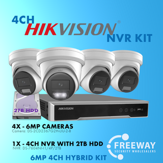 HIKVISION 6MP 4Channel NVR, 4xDS-2CD2367G2H-LIU2.8