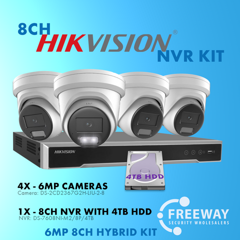 HIKVISION 6MP 8 Channel NVR 4 xDS-2CD2367G2HLIU2.8