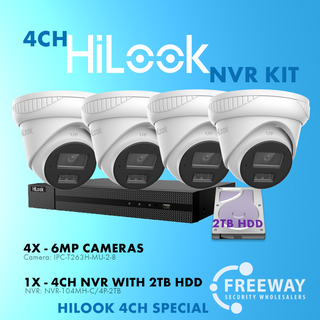 HiLook 4 Channel NVR with 4 Cameras,