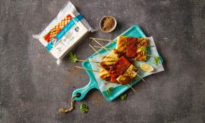 Grilled Haloumi and Vegetable Kebabs