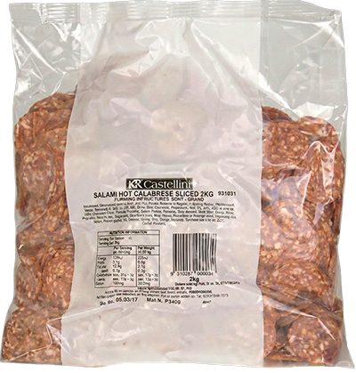 Castellini / Salami Hot Calabrese Sliced - each 2kg