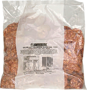 Castellini / Salami Hot Calabrese Sliced - each 2kg