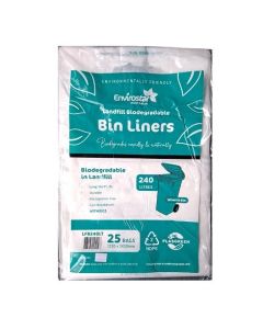 Austar 240LT Envirostar Landfill Biodegradable Bin Liners, Clear, 100 Bags per Ctn