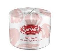 Sorbent Soft Touch Toilet Tissue 2 Ply, 400 sheets Roll, 48 Rolls Ctn