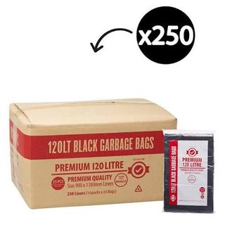 Austar 120LT Premium Black Bin Liner, 100 Bags per Ctn