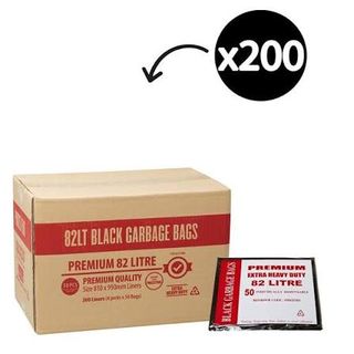 Austar 82LT Premium Extra Heavy Duty Black Bin Liner, 200 Bags per Ctn