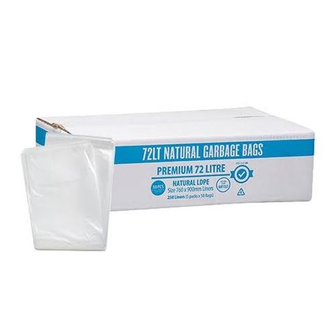 Austar 72LT Premium Clear Bin Liner LDPE 250 Bags per Ctn