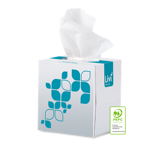 Livi Essentials Facial Tissues Cube 2 ply, 90 Tissues, 24 Box per Ctn