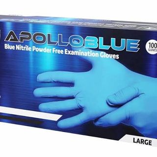 Apollo Blue - Large Blue Nitrile Powder Free Examination Gloves, 100 per Pkt, 10 Pkt per Ctn