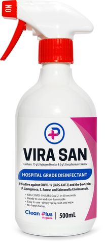 Clean Plus Vira San Hospital Grade Disinfectant 500ml RTU