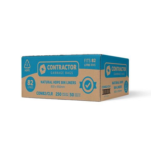 Austar 82LT Contractor Bin Liner, Clear, 250 Bags per Ctn