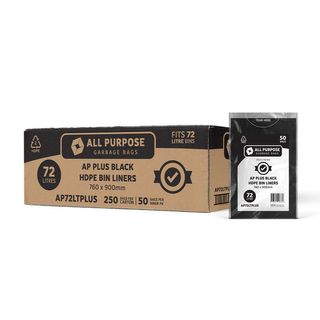 Austar 72LT All Purpose Plus Bin Liner, Black, 250 Bags per Ctn