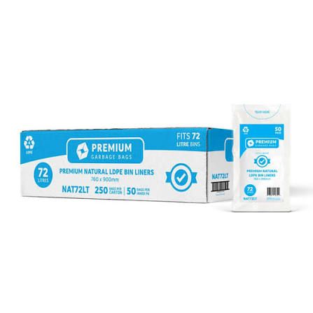 Austar 72LT Premium Clear Bin Liner, 250 Bags per Ctn