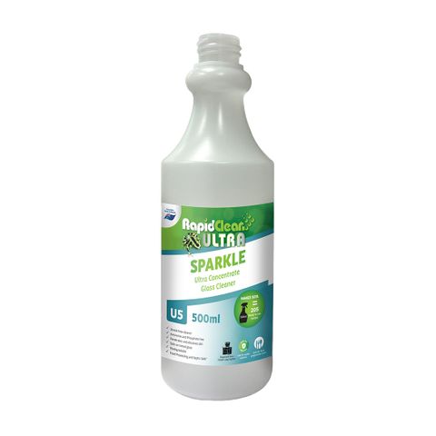 RapidClean Ultra Sparkle Glass Cleaner 500ml Labelled Bottle Only