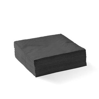 BioPak 2-Ply Black Corner Embossed Cocktail BioNapkin 2,000 per Ctn