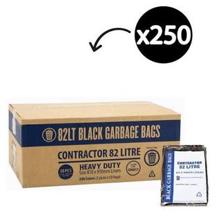 Austar 82LT Contractor Black Bin Liner Recycled HDPE, Dispense Pack 50, Carton 250