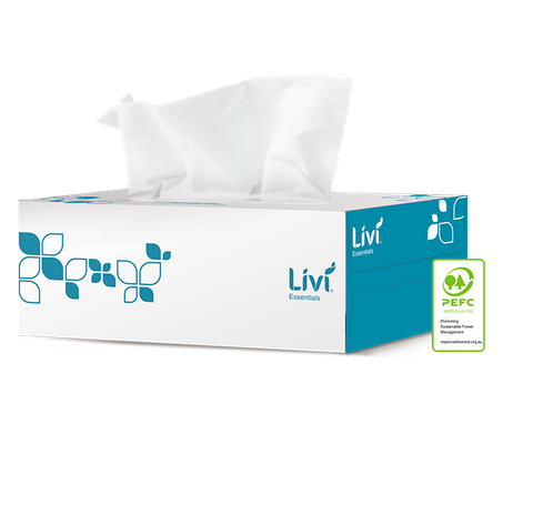 Livi Essentials Hypoallergenic Facial Tissues 2 Ply 200 Sheets, 30 units per Ctn