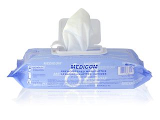 Medicom Pre-Moistened Washcloth 64 per Pkt, 8 Pkt per Ctn
