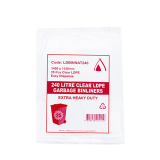 Garbage Bag 240Lt Extra Heavy Duty Clear Ctn 100