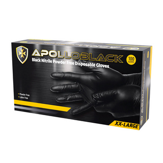 Apollo Black - XX-Large Black Nitrile Powder Free Disposable Gloves, 100 per Pkt, 10 Pkt per Ctn.