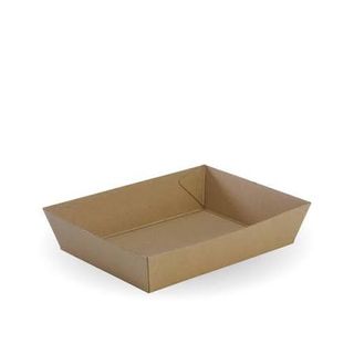 BioPak BioBoard Kraft Tray #3, 180 x 134 x 45mm, 125 per Pkt, 250 per Ctn