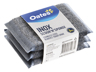 Oates Inox Scour &lsquo;N&rsquo; Sponge Pkt 3