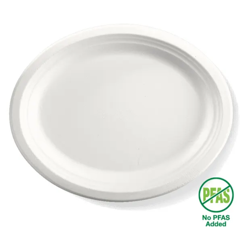 Biopak Plate 32x25cm Oval Plant Fibre Slv125