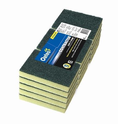 Scourer Sponge Green/Yellow 15x10cm Pkt 15