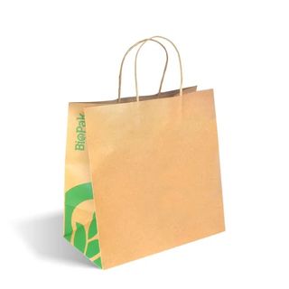 BioPak Large Twist Handle Kraft Paper Bag 250 Bags per Ctn
