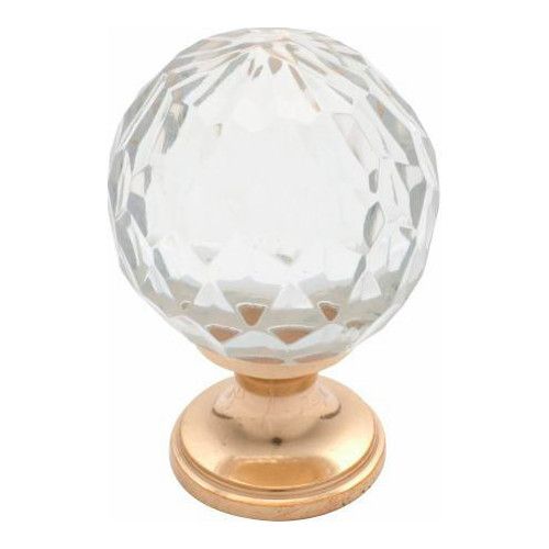 CUPBOARD KNOB CUT GLASS PB 38MM TR