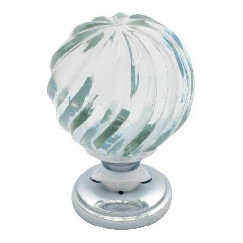 CUPBOARD KNOB GLASS FLUTED SWIRL GLASS TR